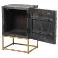 Dizajnový nočný stolík Relia v art-deco štýle z masívneho mangového dreva s úložným priestorom a nožičkami z kovu