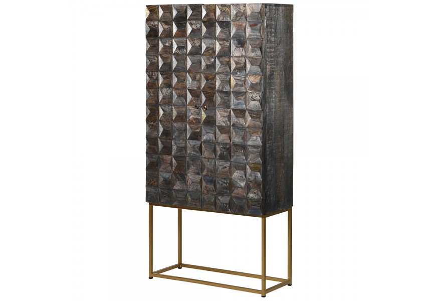 Luxusn&aacute; siv&aacute; art-deco skriňa Relia z mangov&eacute;ho mas&iacute;vu 181cm