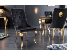 Moderná jedálenská stolička v barokovom štýle Gold Barock zlatá / čierna s klopadlom v tvare hlavy leva 102cm