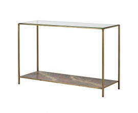Art deco luxusný konzolový stolík Oxidia obdĺžnikového tvaru v zlatom prevedení z kovu 122cm