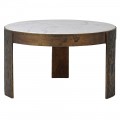 Dizajnový kruhový príručný stolík Roberta s konštrukviou z kovu a s bielou mramorovou doskou