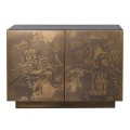 Luxusná drevená antická skrinka Dehlia v tmavohnedom odtieni s dvierkami so zlatým zdobením