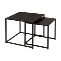 Industriálny čierny set konferenčných stolíkov Industria Negra z dreva v čiernej farbe s čiernou kovovou podstavou v prevedení jaseň