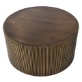 Art deco mosadzný okrúhly konferenčný stolík Horton z kovu s reliéfnym zdobením 80cm