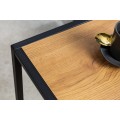 Industriálny príručný stolík Industria Natura s doskou z dreva s dubovou dyhou a čiernou podstavou kovu bledo hnedý 63cm