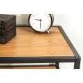 Dizajnov&yacute; hned&yacute; nočn&yacute; stol&iacute;k Industria Natura s čiernou kovovou kon&scaron;truckiou a dvoma poličkami v preveden&iacute; dub 63cm