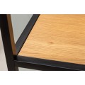Dizajnový hnedý nočný stolík Industria Natura s čiernou kovovou konštruckiou a dvoma poličkami v prevedení dub 63cm