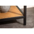 Dizajnový hnedý nočný stolík Industria Natura s čiernou kovovou konštruckiou a dvoma poličkami v prevedení dub 63cm