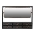 Industriálna nástenná polička so zásuvkami a zrkadlom Carpata z kovu v čierno-hnedom prevedení 110cm