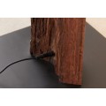 Mas&iacute;vna stojaca lampa Roots z naplaven&eacute;ho dreva pr&iacute;rodnej hnedej farby s led svietidlami 121cm