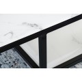Industriálny obdĺžnikový konferenčný stolík Industria Marbleux s mramorovým vzhľadom a kovovou konštrukciou moderná biela 100cm