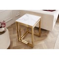 Set dvoch modern&yacute;ch pr&iacute;ručn&yacute;ch stol&iacute;kov Gold Marbleux v preveden&iacute; biely mramor s kovovou podstavou v zlatej farbe 55cm