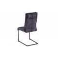 Dizajnová jedálenská stolička Vitto s tmavo sivým čalúnením s kovovými nožičkami v čiernom farebnom prevedení