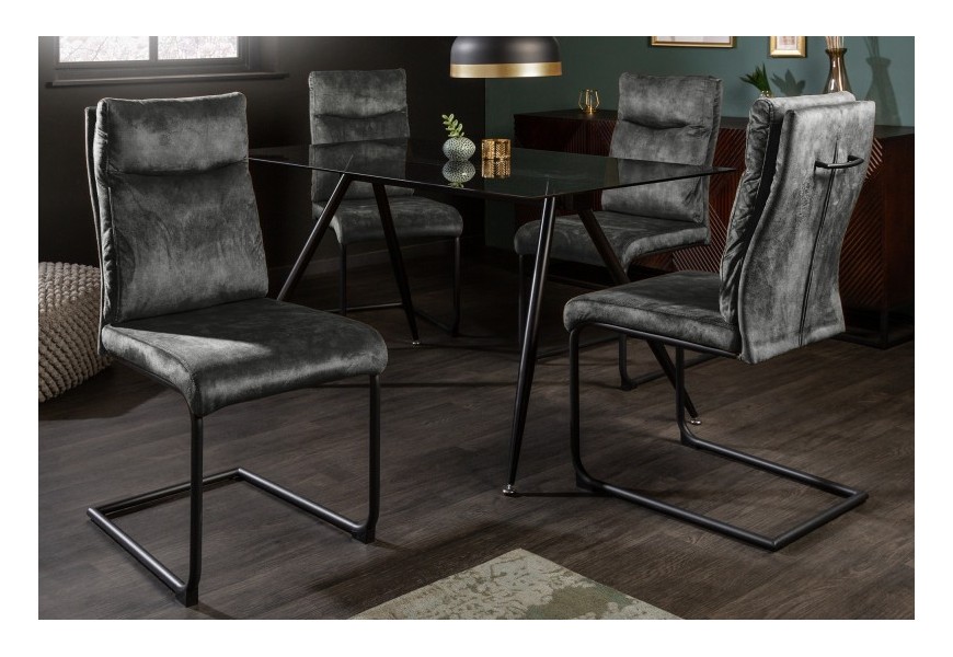 Moderná jedálenská stolička Vitto zamatová tmavozelená 97cm