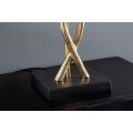 Art deco stolná lampa Miserei so zlatou konštrukciou v tvare listov ginka a čiernym okrúhlym tienidlom 62cm