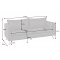 Retro dizajnov&aacute; dvojsedačka Amalfi v tmavosivom preveden&iacute; z mikrovl&aacute;kna s čiernymi kovov&yacute;mi nožičkami 194cm