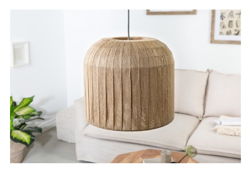 Vidiecka z&aacute;vesn&aacute; lampa s ratanov&yacute;m tienidlom v svetlohnedom preveden&iacute; 168cm