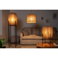 Vidiecka stoln&aacute; lampa Pure Nature s tienidlom z papierov&eacute;ho ratanu a čiernou kovovou kon&scaron;trukciou 28cm