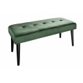 Dizajnov&aacute; modern&aacute; lavica Soreli so zelen&yacute;m čal&uacute;nen&iacute;m a čiernou kovovou podstavou 95cm