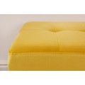 Dizajnová moderná lavica Soreli obdĺžnikového tvaru so žltým čalúnením a čiernymi nohami z kovu 95cm