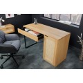 Vidiecky masívny písací stôl Vierata do kancelárie z dubového dreva so zásuvkou a dvierkami z ratanu 120cm