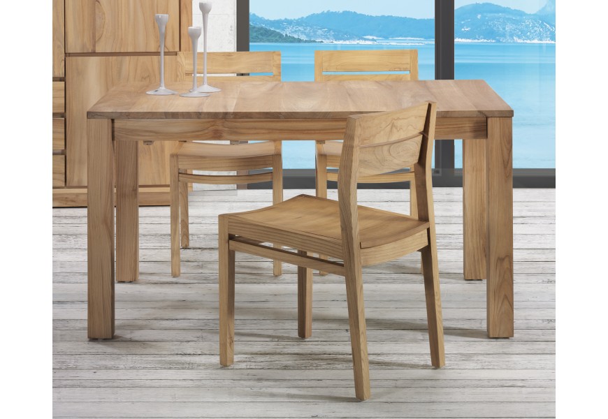 Moderný jedálenský stôl Fjordar svetlohnedý z dreveného masívu so štyrmi nožičkami