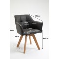 Moderná dizajnová stolička Devon s antickým sivým čalúnením a s hnedými drevenými nohami 83cm