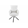 Retro dizajnová otočná stolička Dover s bielym textilným čalúnením a s čiernymi nohami z kovu 92cm