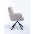 Dizajnová moderná otočná stolička Dover s béžovým čalúnením a čiernymi nohami 93cm