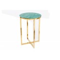 Art deco elegantný príručný stolík Elements so zlatou kovovou konštrukciou a okrúhlou mramorovou povrchovou doskou 40cm