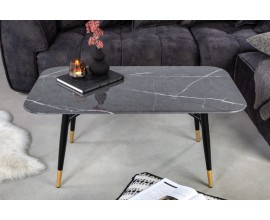 Luxusný konferenčný stolík Nudy v tmavosivom antracitovom prevedení s mramorovým efektom a s čiernymi nohami
