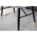 Art deco mramorový konferenčný stolík Nudy v antracitovom prevedení s čiernymi kovovými nohami so zlatými prvkami 110cm