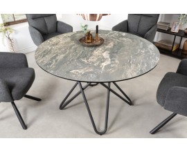 Moderný okrúhly jedálenský stôl Sabine s keramickou mramorovou povrchovou doskou a kovovou konštrukciou 120cm