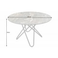 Moderný okrúhly jedálenský stôl Sabine s keramickou mramorovou povrchovou doskou a kovovou konštrukciou 120cm