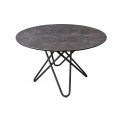Industriálny kruhový jedálenský stôl Sabine v antracitovom prevedení s čiernou kovovou konštrukciou 120cm