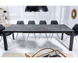 Industriálny rozkladateľný jedálenský stôl Marbleux  s kovovými nožičkami a čierno-sivou mramorovou doskou 180-240cm