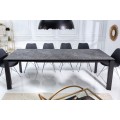 Dizajnový rozkladateľný jedálenský stôl Marbleux v čierno-sivom prevedení s mramorovou povrchovou doskou a kovovými nohami