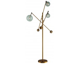 Art-deco kovová stojaca lampa Vidar s troma polohovateľnými rúčkami zlatá 180cm