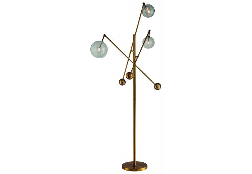 Výškovo nastaviteľná moderná lampa Vidar z kovu v zlatej farbe s tromi ramenami