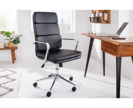 Moderná polohovateľná kancelárska stolička Armstrong v čiernom prevedení s koženým čalúnením na koliečkach 106-113cm