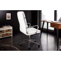 Dizajnová polohovateľná kancelárska stolička Armstrong v bielom prevedení s chrómovými nohami na koliečkach 106-113cm