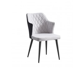 Štýlová moderná stolička Brilia so sivým textilným čalúnením a čiernymi nohami z kovu 84cm