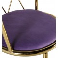 Art-deco okrúhla stolička Brilia so zlatou konštrukciou a fialovým čalúnením 75cm