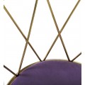 Art-deco okrúhla stolička Brilia so zlatou konštrukciou a fialovým čalúnením 75cm