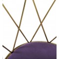 Art-deco okrúhla stolička Brilia so zlatou konštrukciou a fialovým čalúnením 75cm