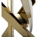 Art-deco štvorcový príručný stolík Brilia so zlatou podstavou a sklenenou povrchovou doskou 55cm