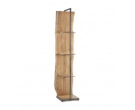 Štýlový moderný regál Agnes z masívneho agátového dreva a kovu s poličkami zo skla