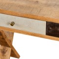 Industriálny masívny konzolový ručne vyrábaný stolík Whiskey III na prekrížených nožičkách v hnedej farbe 150cm