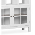 Luxusná masívna knižnica Blanc z dreva mindi v bielom prevedení s poličkami, zásuvkami a sklenenými dvierkami 190cm