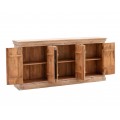 Orientálny príborník Keralia z mangového masívu svetloihnedej farby s patinou a šiestimi vyrezávanými dvierkami 210cm